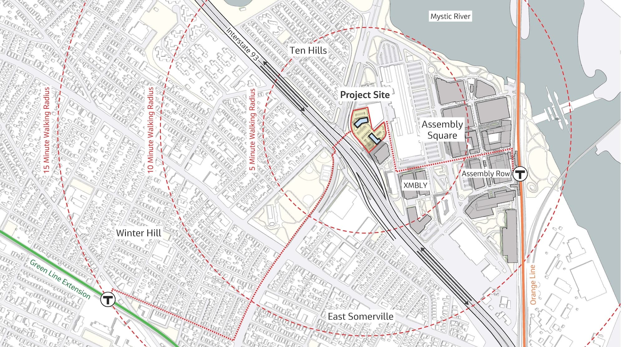 Project site walking distance map