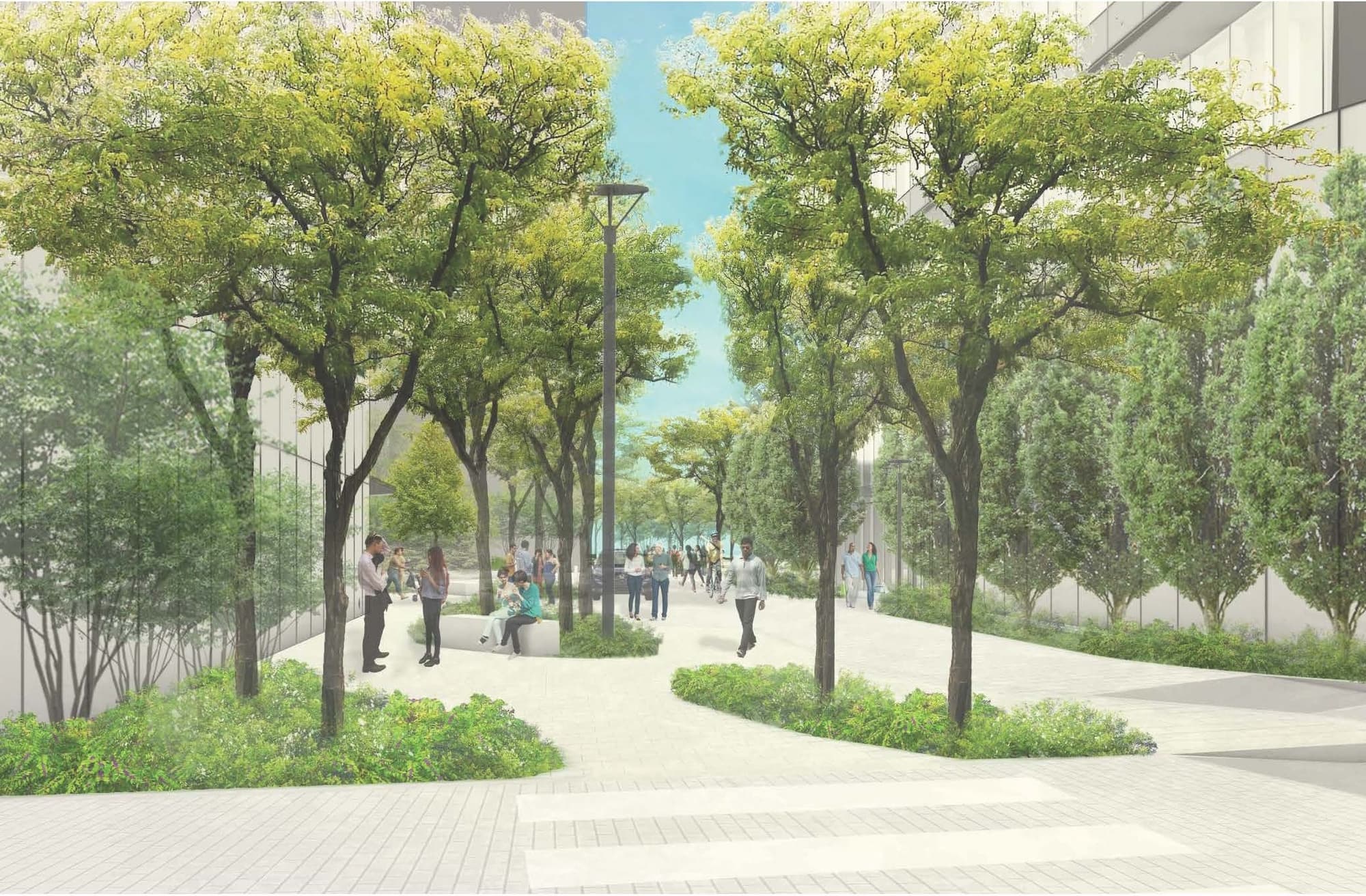 pedestrian plaza rendering